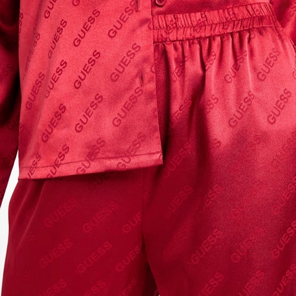 "GUESS" "Cherie" Satiny Pajama Set - Long Sleeves & Pants - Picture 5 of 7